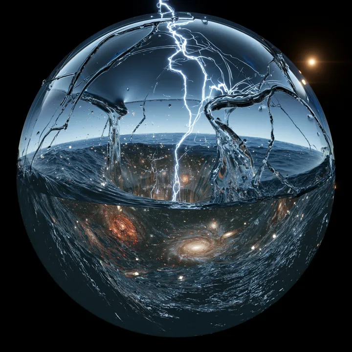 Lightning inside a glass sphere, AI fantasy art