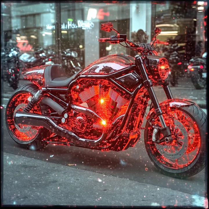 Neon Bar 3, AI art of a custom motorcycle