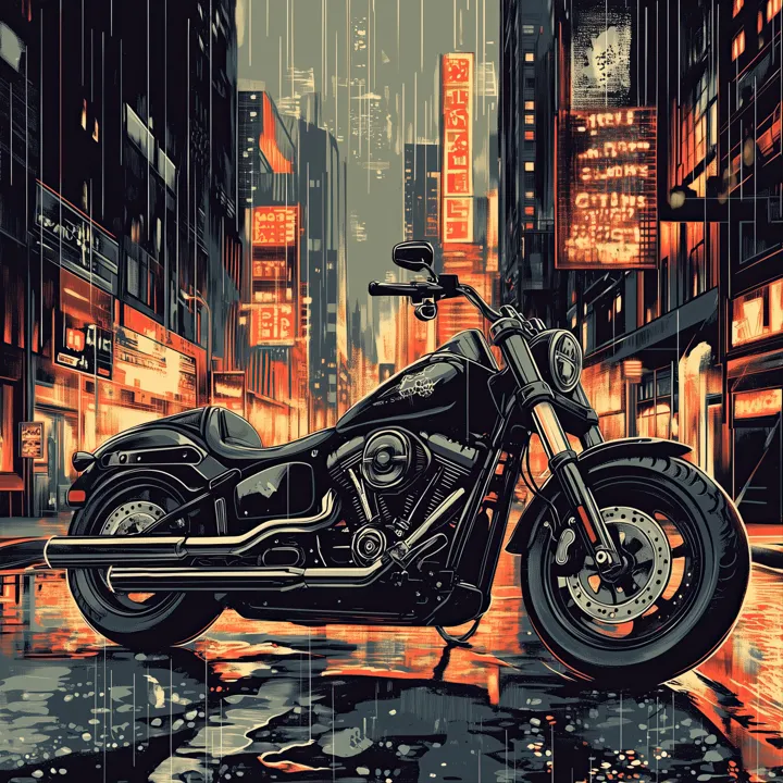 Neon Bar 4, AI art of a custom motorcycle