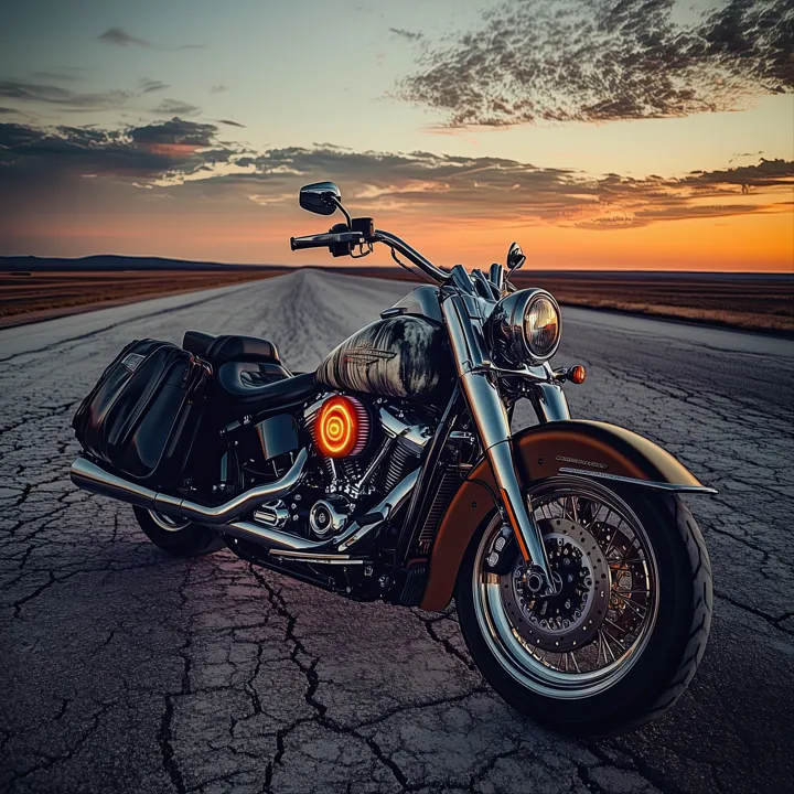 Golden Hour 3, AI art of a custom motorcycle