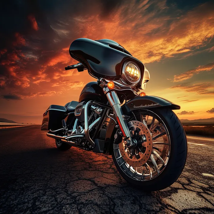 Golden Hour 5, AI art of a custom motorcycle