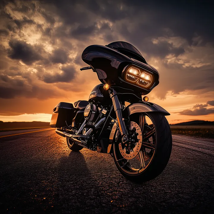 Golden Hour 6, AI art of a custom motorcycle