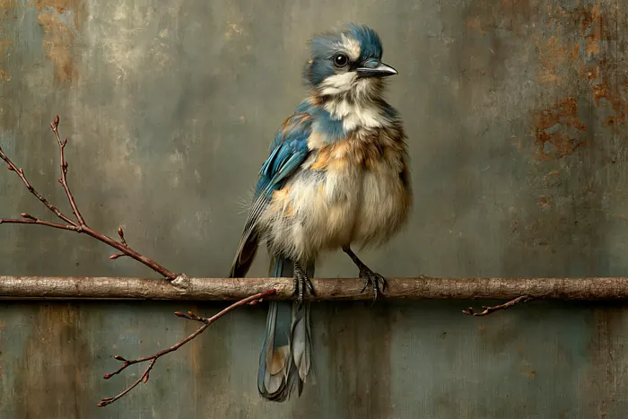 Blue Jay, AI-assisted art made from the photograph above, study 1.