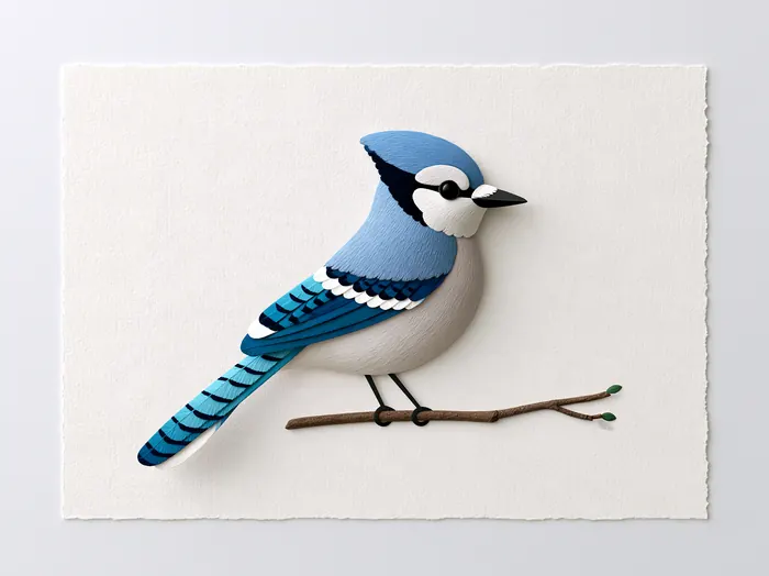 Blue Jay, AI-assisted art made from the photograph above, study 4.