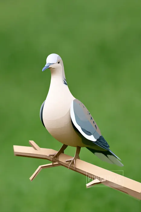 Eurasian Collared Dove, AI-assisted art made from the photograph above, study 14.