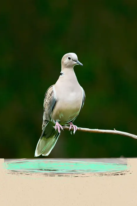 Eurasian Collared Dove, AI-assisted art made from the photograph above, study 4.