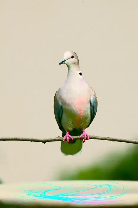 Eurasian Collared Dove, AI-assisted art made from the photograph above, study 5.