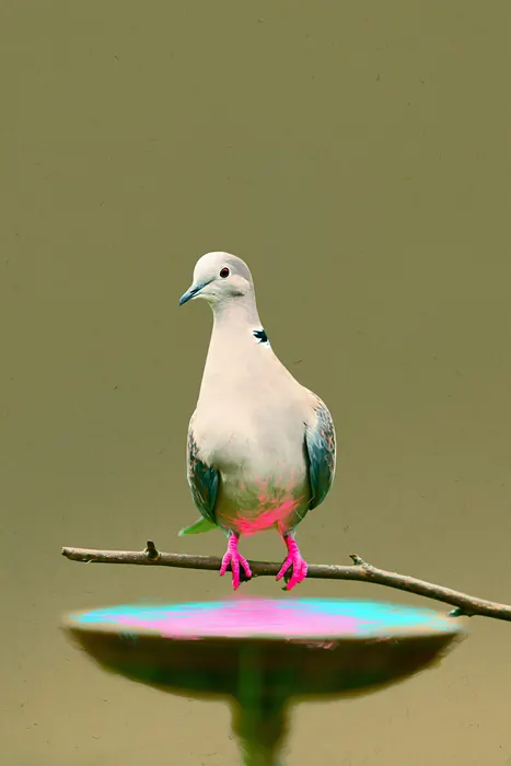 Eurasian Collared Dove, AI-assisted art made from the photograph above, study 6.