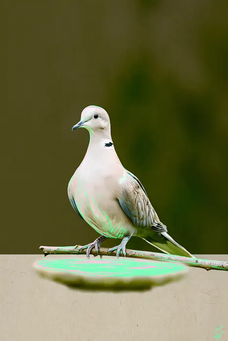 Eurasian Collared Dove, AI-assisted art made from the photograph above, study 7.