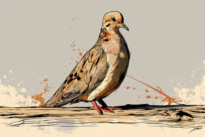 Mourning Dove, AI-assisted art made from the photograph above, study 3.