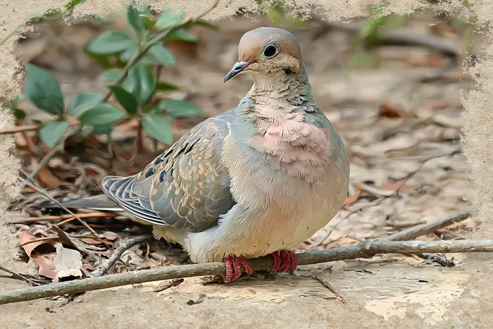 Mourning Dove, AI-assisted art made from the photograph above, study 4.