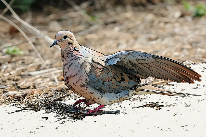 Mourning Dove, AI-assisted art made from the photograph above, study 6.