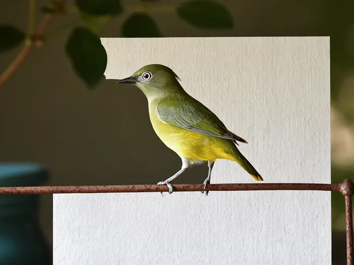 White-eyed Vireo, AI-assisted art made from the photograph above, study 3.