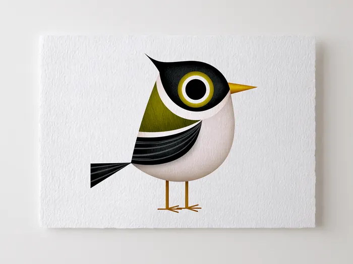 White-eyed Vireo, AI-assisted art made from the photograph above, study 6.