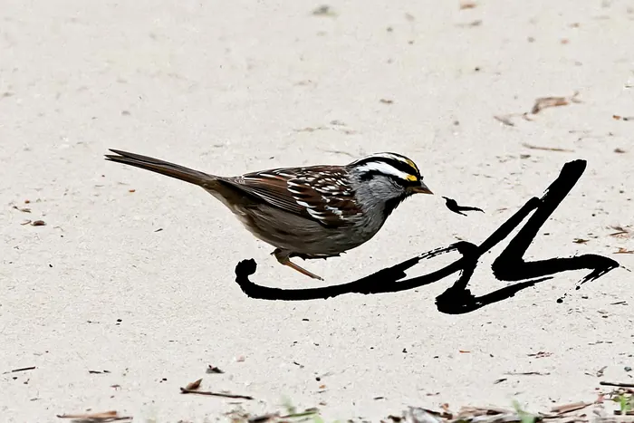 White-throated Sparrow, AI-assisted art made from the photograph above, study 1.