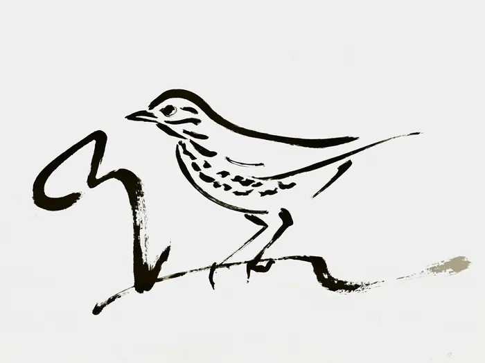 Brown Thrasher, AI-assisted art made from the photograph above, study 10.