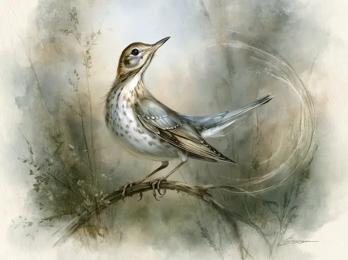 Brown Thrasher, AI-assisted art made from the photograph above, study 5.