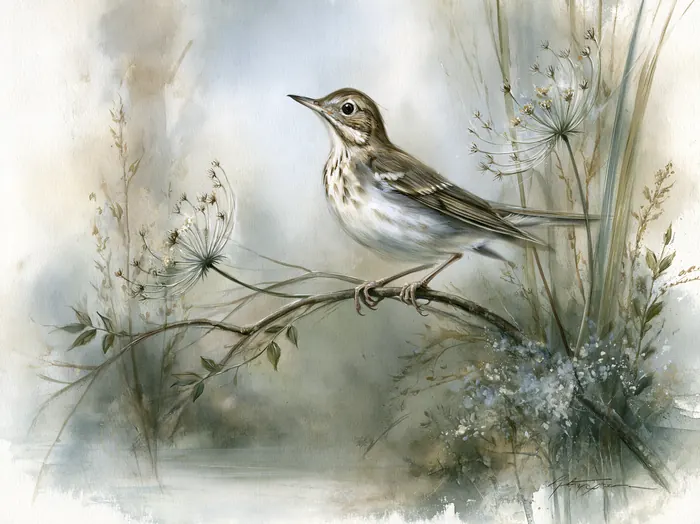 Brown Thrasher, AI-assisted art made from the photograph above, study 7.