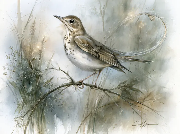 Brown Thrasher, AI-assisted art made from the photograph above, study 8.
