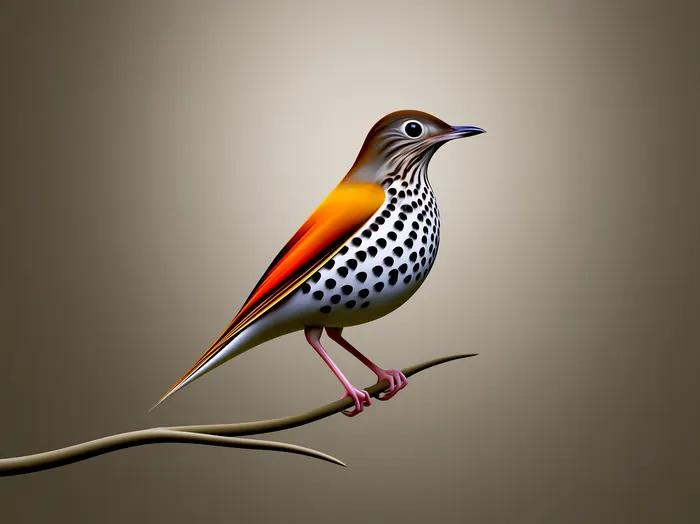 Brown Thrasher, AI-assisted art made from the photograph above, study 9.