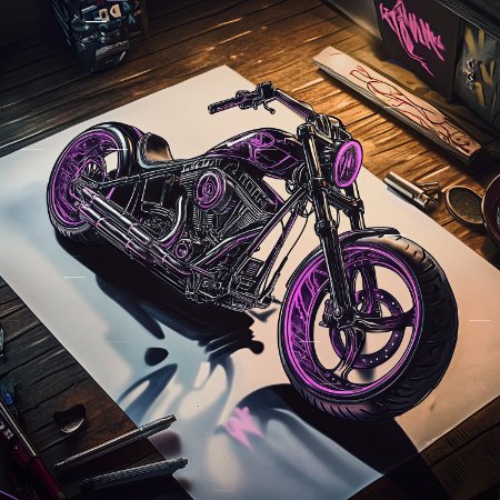 Pink neon wheel chopper — Sci-Fi series